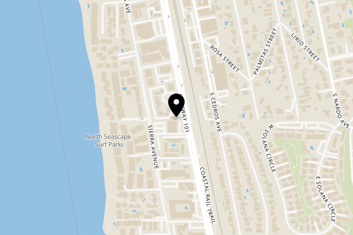 Map showing the location of Solana Beach Kitchen on 437 S Hwy 101 Ste 301 in Solana Beach